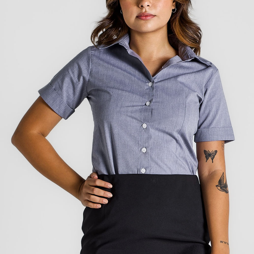 Blusa Fil Pro Manga Curta Feminina Cinza Chumbo