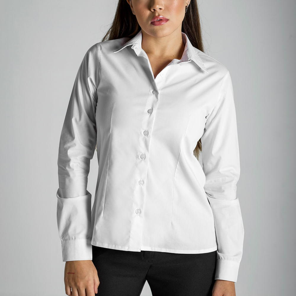 Blusa Confort Manga Longa Feminina Branca