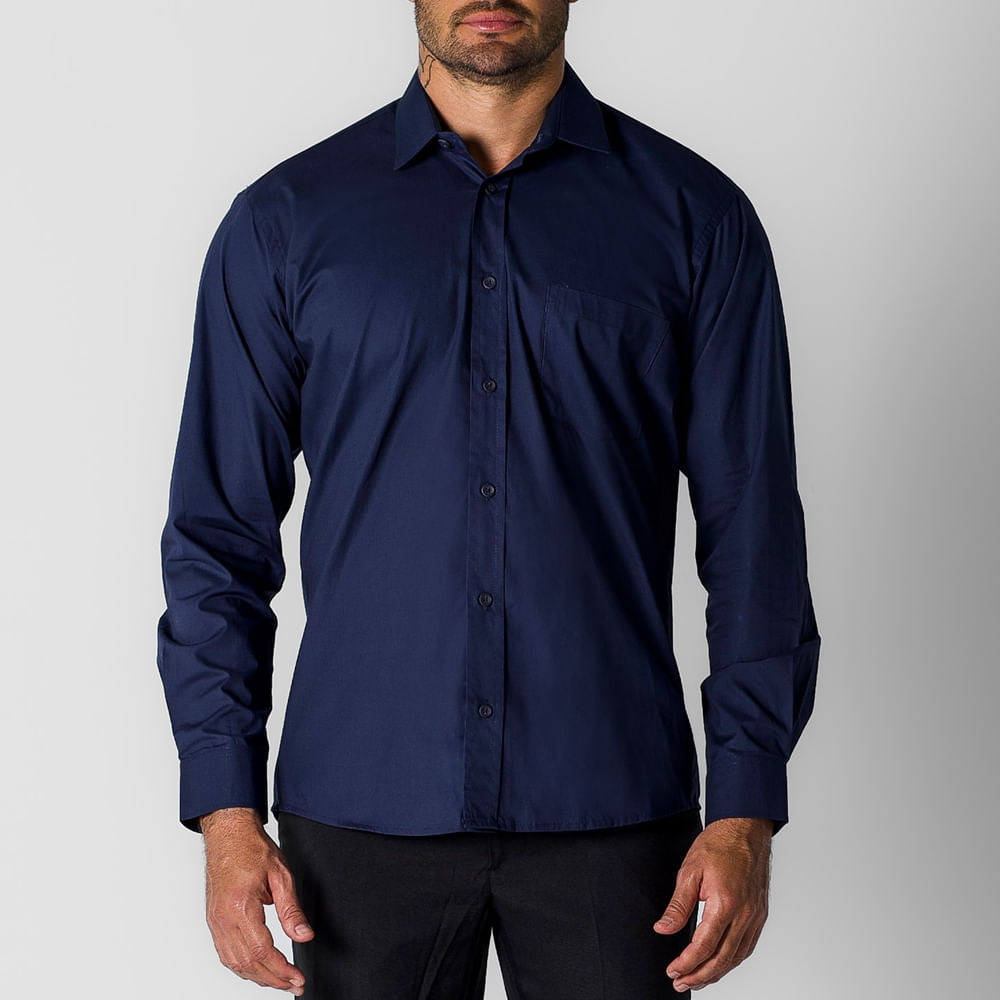 Camisa Performance Manga Longa Masculina Azul Marinho