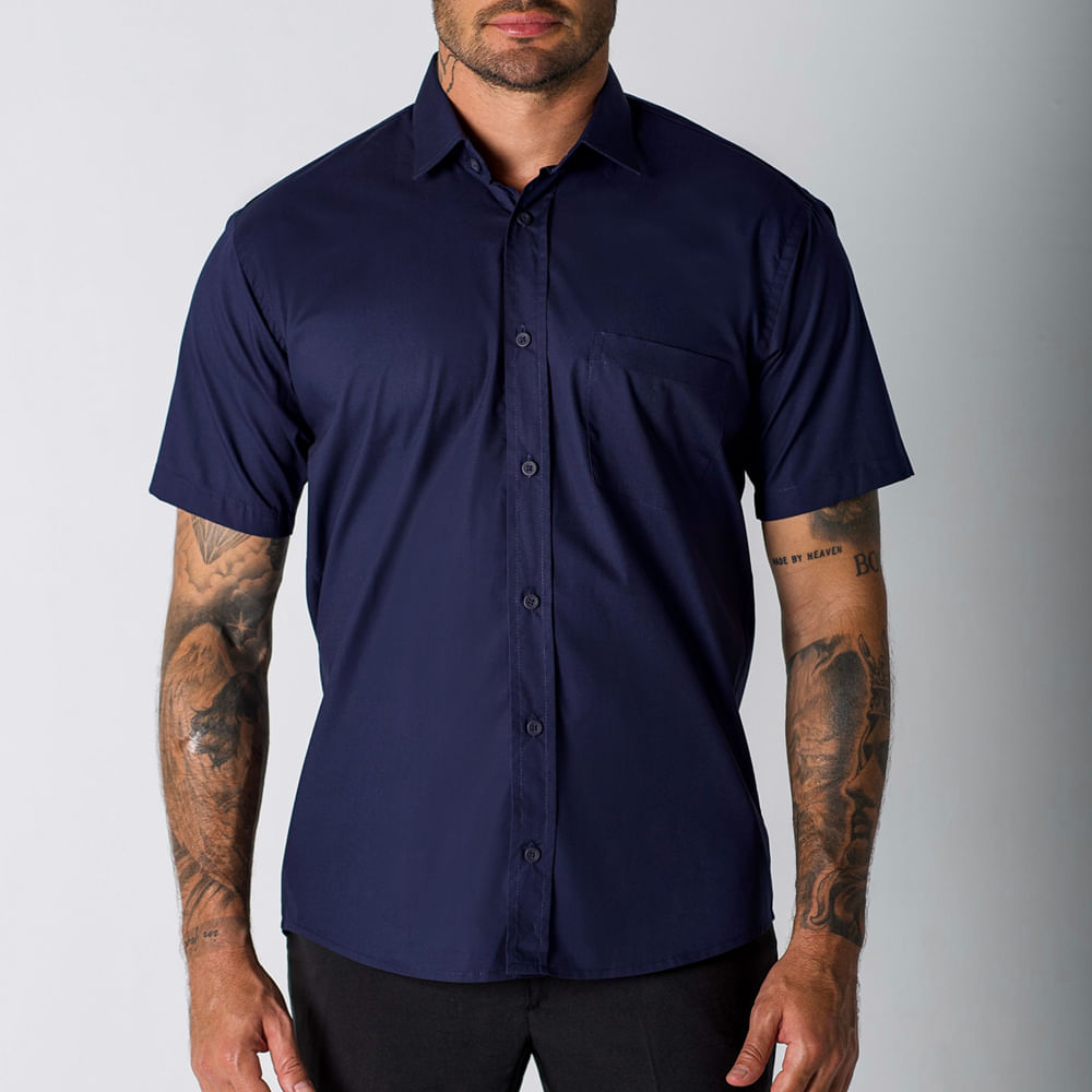 Camisa Performance Manga Curta Masculina Azul Marinho