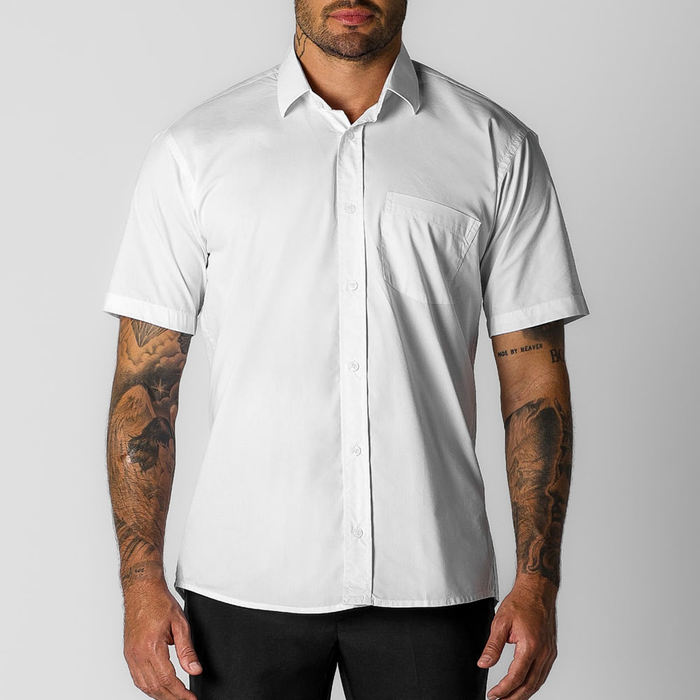 Camisa Confort Manga Curta Masculina Branca