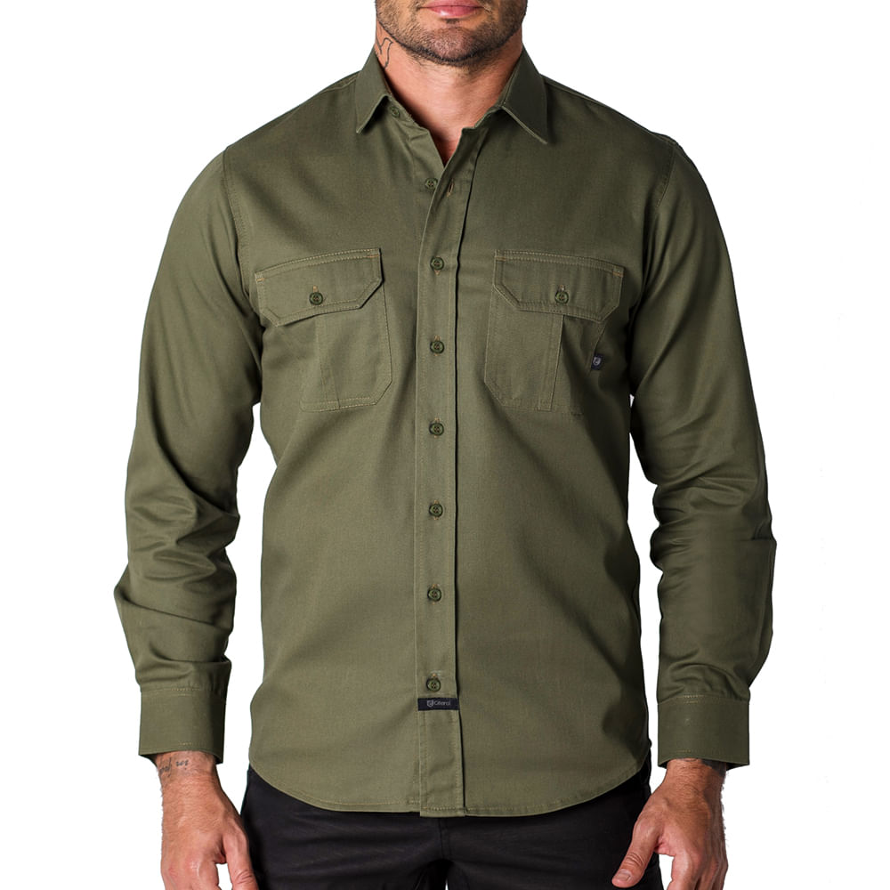 WORKSHIRT CAMISA TITAN VERDE OLIVA MANGA LONGA