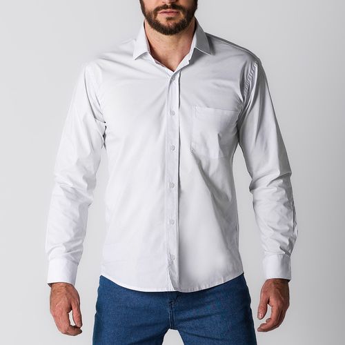 Camisa Vouk Citerol Masculina Branca Manga Longa