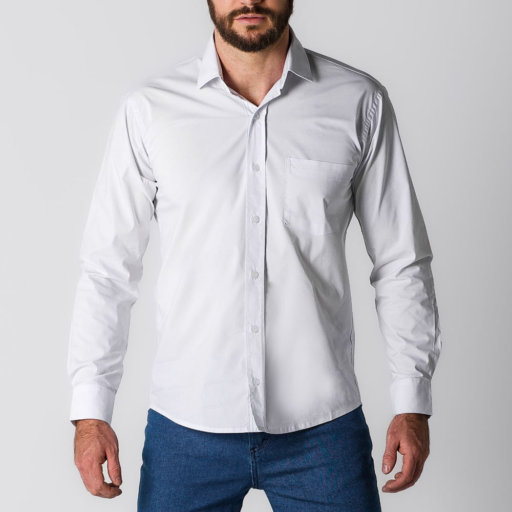 Camisa Vouk Citerol Masculina Branca Manga Longa