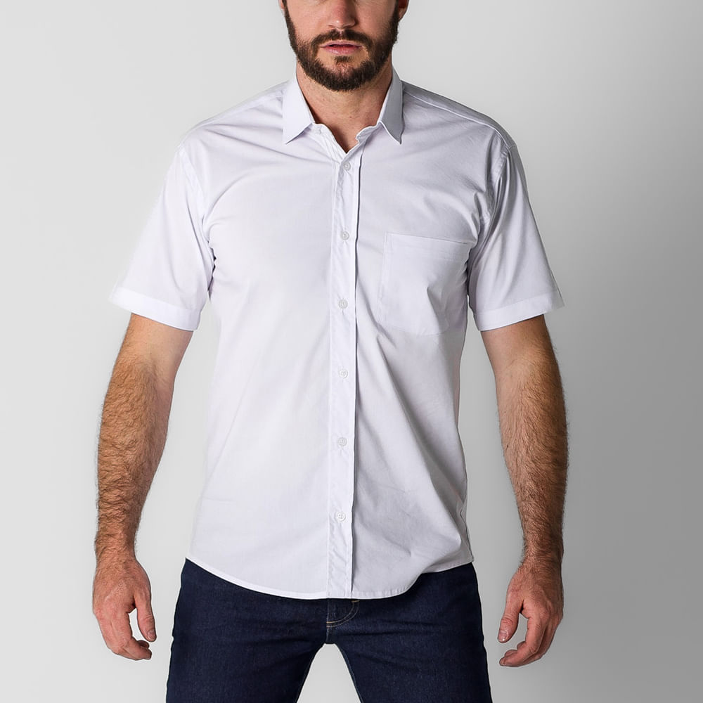 Camisa Vouk Citerol Masculina Branca Manga Curta