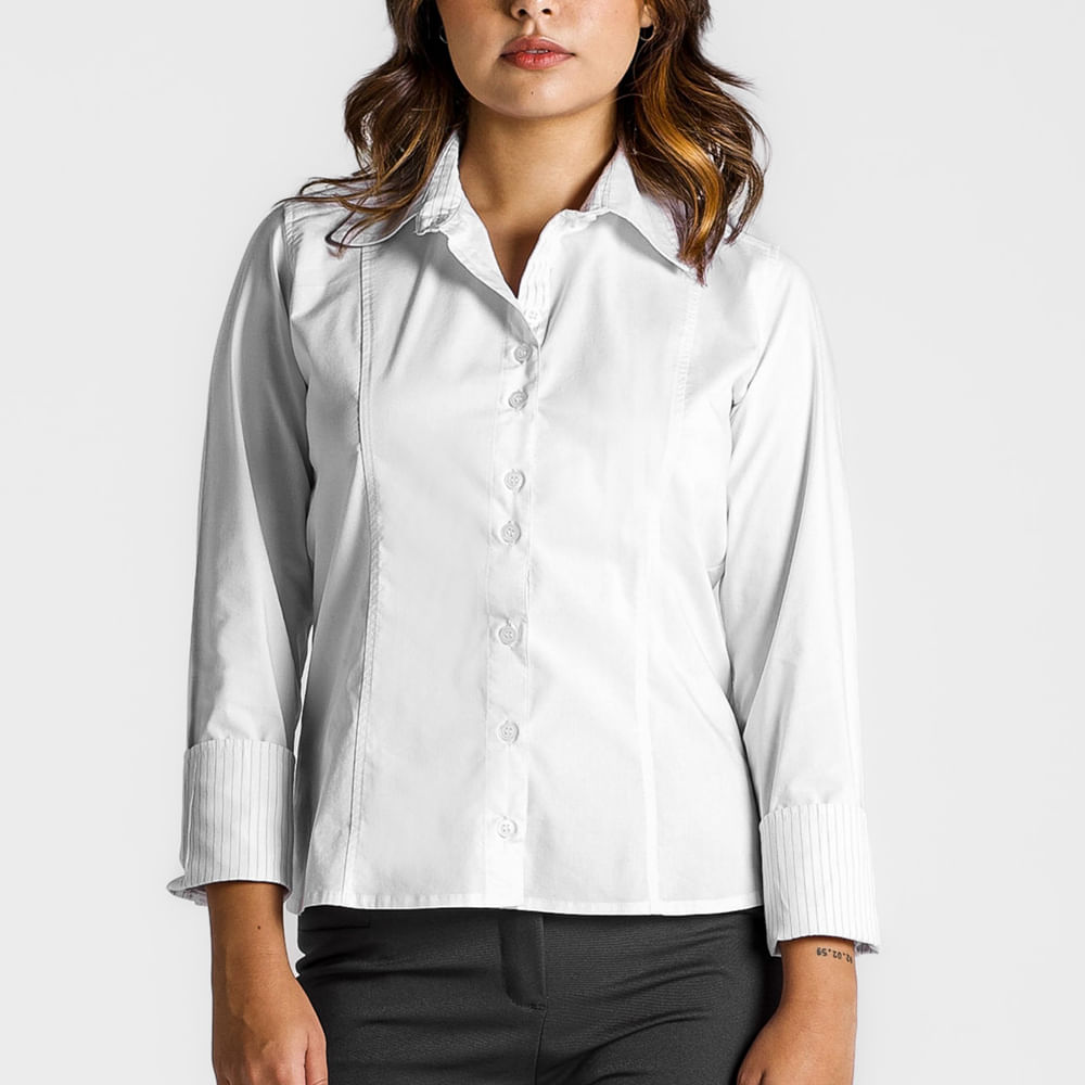 Camisa Vouk Citerol Feminina Branca Manga Longa