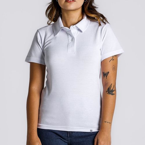 Camisa Polo Piquet Feminina Branca