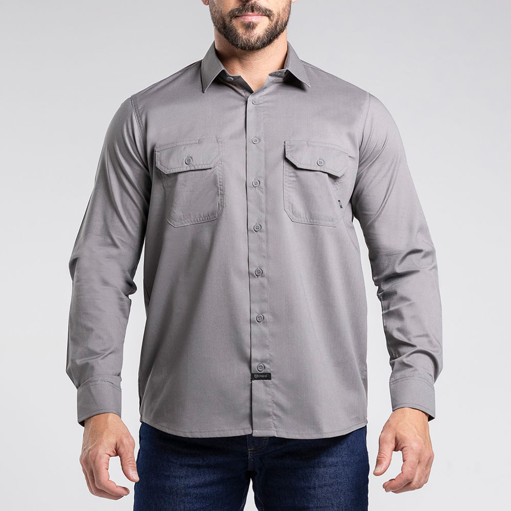 Workshirt Camisa Titan Air Pro Cinza Manga Longa