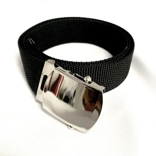 Cinto De Nylon Preto Com Fivela Lisa