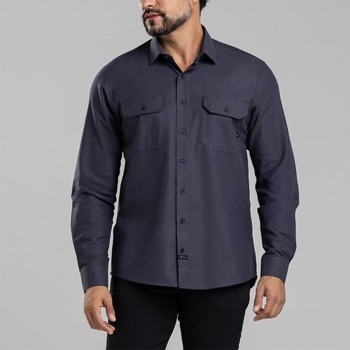 Workshirt Camisa Rock Cinza Noturno Manga Longa