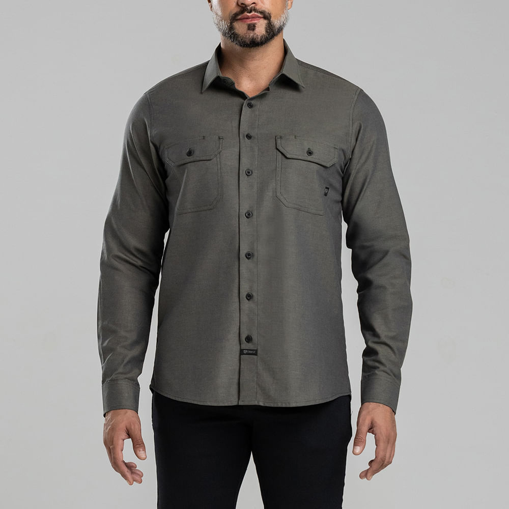 Workshirt Camisa Rock Verde Oliva Manga Longa