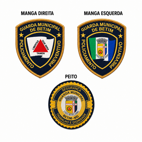 Distintivos Bordados Gcm Betim 3 Pcs