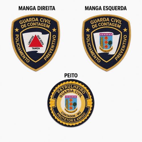 Distintivos Bordados Gcm Contagem 3 Pcs
