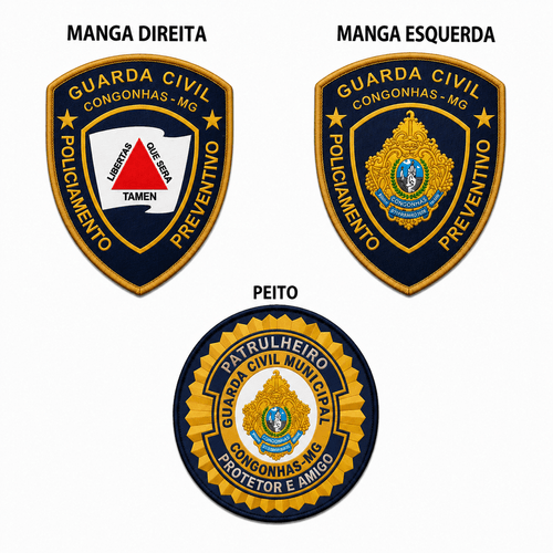 Distintivos Bordados Gcm Congonhas 3 Pcs