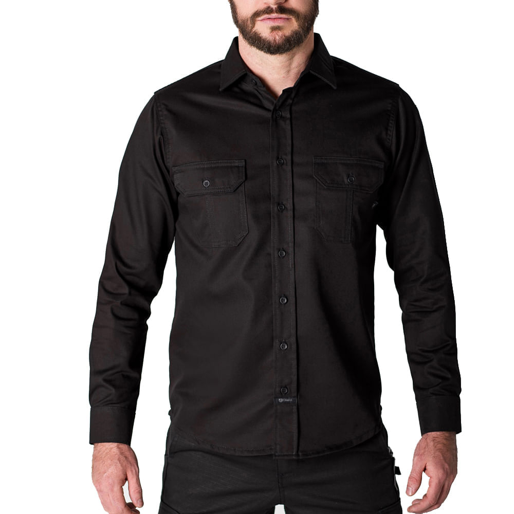 Workshirt Camisa Titan Preta All Black Manga Longa