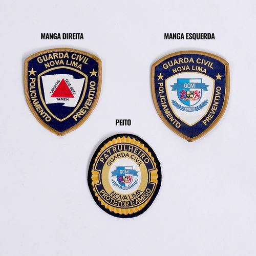 Distintivos Bordados Gcm Nova Lima 3 Pcs