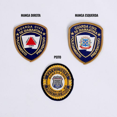 Distintivos Bordados Gcm Diamantina 3 Pcs