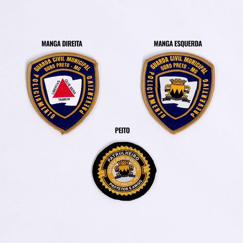 Distintivos Bordados Gcm Ouro Preto 3 Pcs