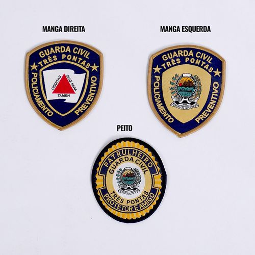 Distintivos Bordados Gcm Três Pontas 3 Pcs