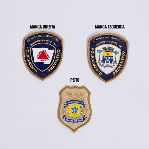 Distintivos Bordados Gcm Ribeirão Das Neves 3 Pcs