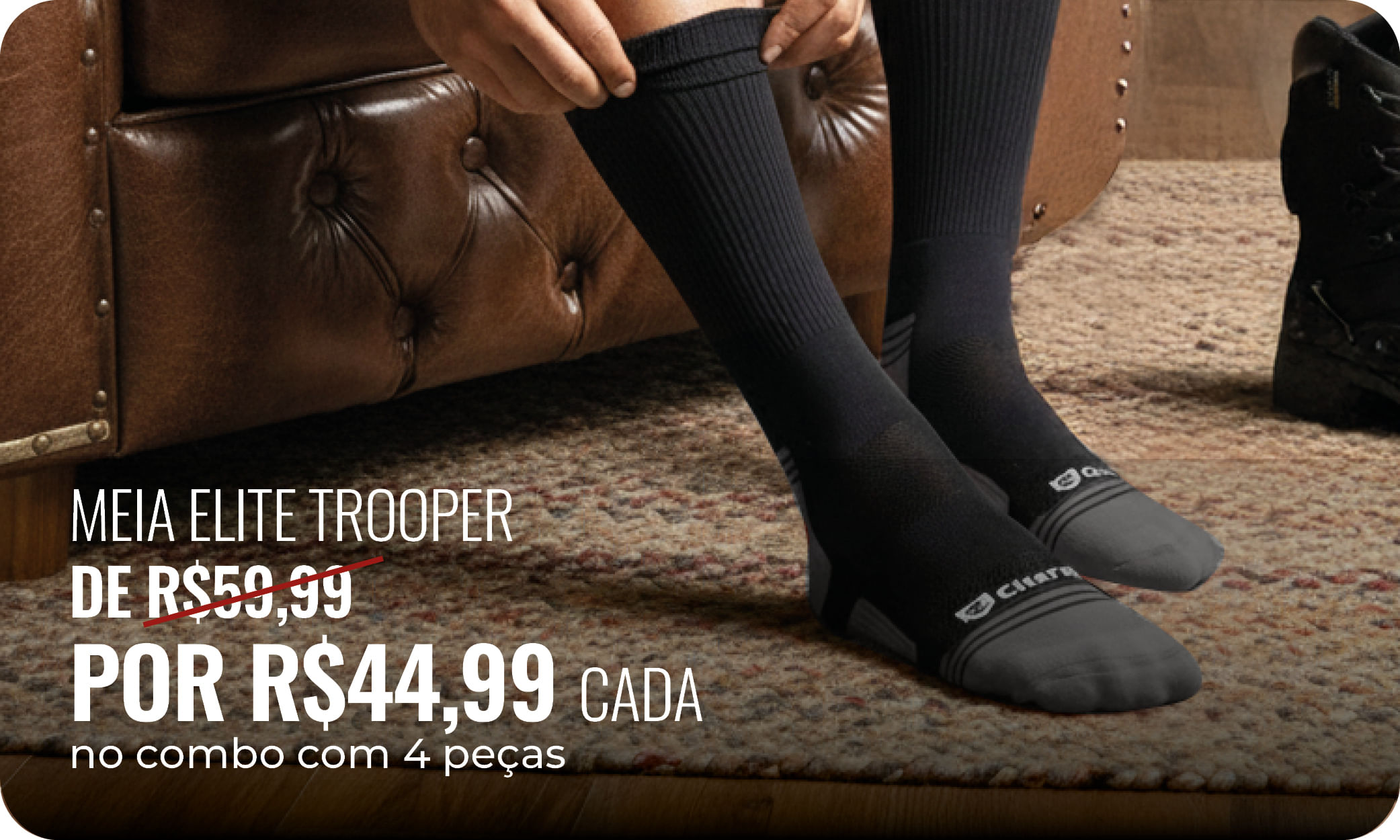 Meia Elite Trooper Citerol – de R$59,99 por R$44,99 cada no combo com 4 peças